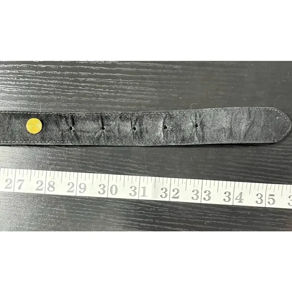 Unique Retro Glam/Mobwife/Y2K Black Suede Belt with Gold Rivets